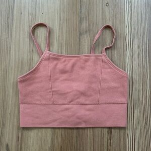 Pink Ribbed Crop Top/sports bra